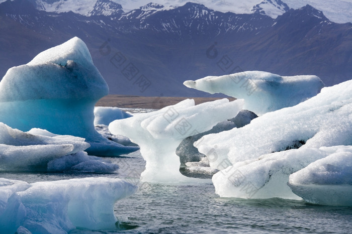 冰山杰古沙龙冰雪龙冰川环礁湖的南海岸冰岛