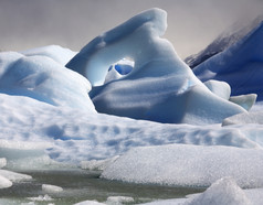 冰山从的灰色冰川浮动长灰色托雷斯的压力国家公园巴塔哥尼亚南部智利南美国
