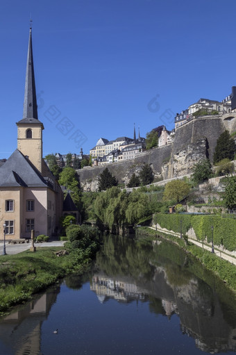 卢森堡城市要卢森堡约翰内门斯特和的墙的老小镇查看从的原因区域的城市卢森堡城市要卢森堡