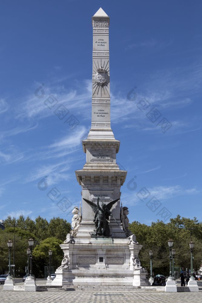工作太阳能源的城市里斯本葡萄牙方尖塔纪念葡萄牙语解放从西班牙