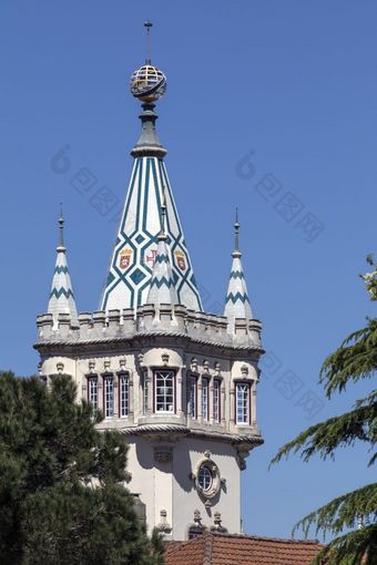 塔的市政建筑辛特拉附近里斯本葡萄牙建房子的当地的公民政府