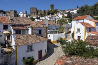 的中世纪的城堡和围墙小镇obidos的<strong>西部</strong>地区葡萄牙