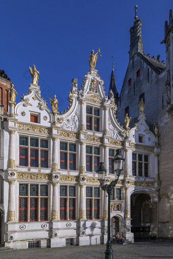 联排别墅的布鲁日使用城市大厅的城市使用比利时位于伯格广场的区域的前强化城堡的中心使用日期从