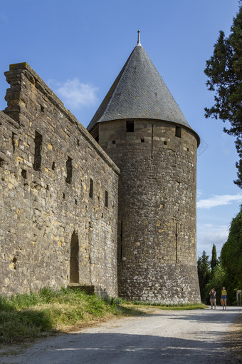 的中世纪的堡垒和围墙城市卡尔卡松的地区西南法国<strong>成立</strong>的西哥特人的第五世纪是恢复和现在联合国教科文组织世界遗产网站