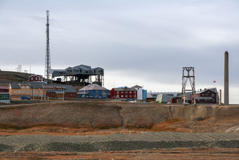 朗伊尔城的最大结算和的行政中心的斯瓦尔巴特群岛岛屿斯皮茨卑尔根的高北极