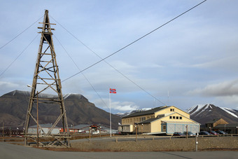 朗伊尔城的最大结算和的<strong>行政中心</strong>的斯瓦尔巴特群岛岛屿斯皮茨卑尔根的高北极