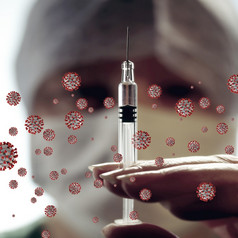 冠状病毒注射器与注射新冠病毒疫苗