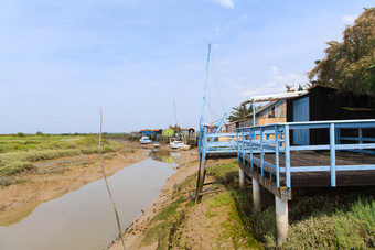 法国木牡蛎小屋的法国charente海上