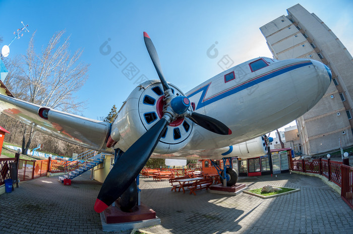 特写镜头飞机航空主题餐厅