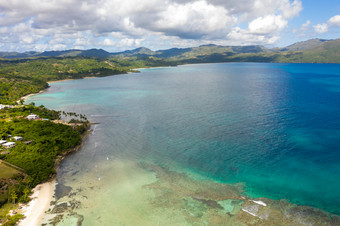 空中摄影美妙的热带全景林康baysamana半岛林康海滩多米尼加共和国