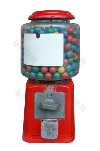 糖果自动<strong>售货机</strong>口香糖球机自动<strong>售货机</strong>与白色空标签