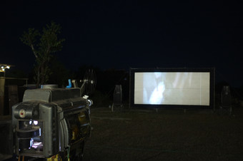 泰国老模拟旋转电影电影投影仪户外电影电影剧院为显示人的公园
