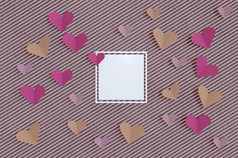 插图心形状纸和空白白色框架概念快乐情人节rsquo一天为设计问候卡横幅