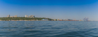敖德萨乌克兰海岸敖德萨城市乌克兰全景视图从的海阳光明媚的夏天一天海岸敖德萨全景视图