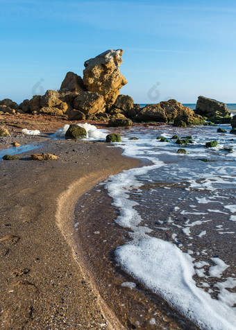 大石头的海附近的村丰坦卡敖德萨地区乌克兰散射大石头的海