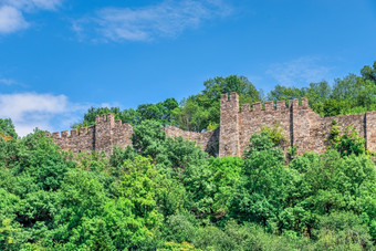 强化墙的Tsarevets堡垒伟大tarnovo保加利亚阳光明媚的夏天一天强化墙Tsarevets堡垒伟大tarnovo保加利亚