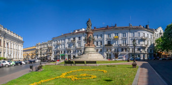 敖德萨乌克兰凯瑟琳广场和纪念碑皇后凯瑟琳的伟大的春天夏天一天凯瑟琳的伟大的广场敖德萨乌克兰