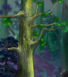 树树干松森林数字绘画背景插图树树干松森林