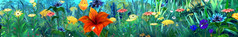 明亮的色彩斑斓的花的草数字绘画背景插图明亮的色彩斑斓的花的草