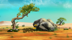 非洲萨凡纳景观数字绘画背景插图非洲萨凡纳景观