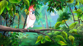 凤头鹦鹉鹦鹉的热带雨林数字绘画插图凤