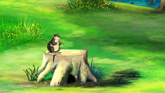 先生鼠标树桩场阳光明媚的一天数字绘画背景插图先生鼠标树桩场