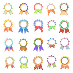 集奖丝带图标最好的成绩丝带色彩斑斓的奖励好奖最好的奖励与丝带向量插图