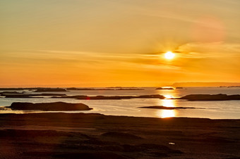 许多岛屿日落附近stykkisholmur西冰岛许多岛屿日落冰岛