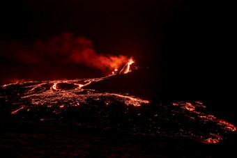 fagradalsfjall<strong>火山火山喷发</strong>晚上雷克雅内斯半岛周围公里从雷克雅维克冰岛fagradalsfjall<strong>火山火山喷发</strong>晚上冰岛