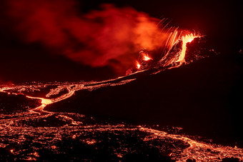fagradalsfjall<strong>火山火山喷发</strong>晚上雷克雅内斯半岛周围公里从雷克雅维克冰岛fagradalsfjall<strong>火山火山喷发</strong>晚上冰岛