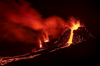 fagradalsfjall火山火山<strong>喷发</strong>晚上雷克雅内斯半岛周围公里从雷克雅维克冰岛fagradalsfjall火山火山<strong>喷发</strong>晚上冰岛
