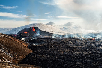 fagradalsfjall火山火山喷发雷克雅内斯半岛周围公里从雷克雅维克冰岛fagradalsfjall火山火山喷发冰岛