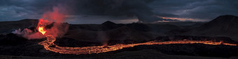 fagradalsfjall火山火山喷发的晚上之前日出雷克雅内斯半岛周围公里从雷克雅维克冰岛fagradalsfjall火山火山喷发的晚上冰岛
