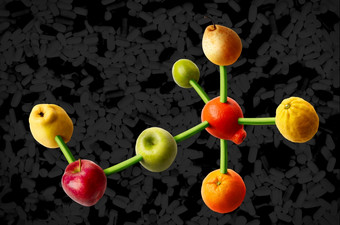 连<strong>接水</strong>果的形状分子结构概念为维生素饮食