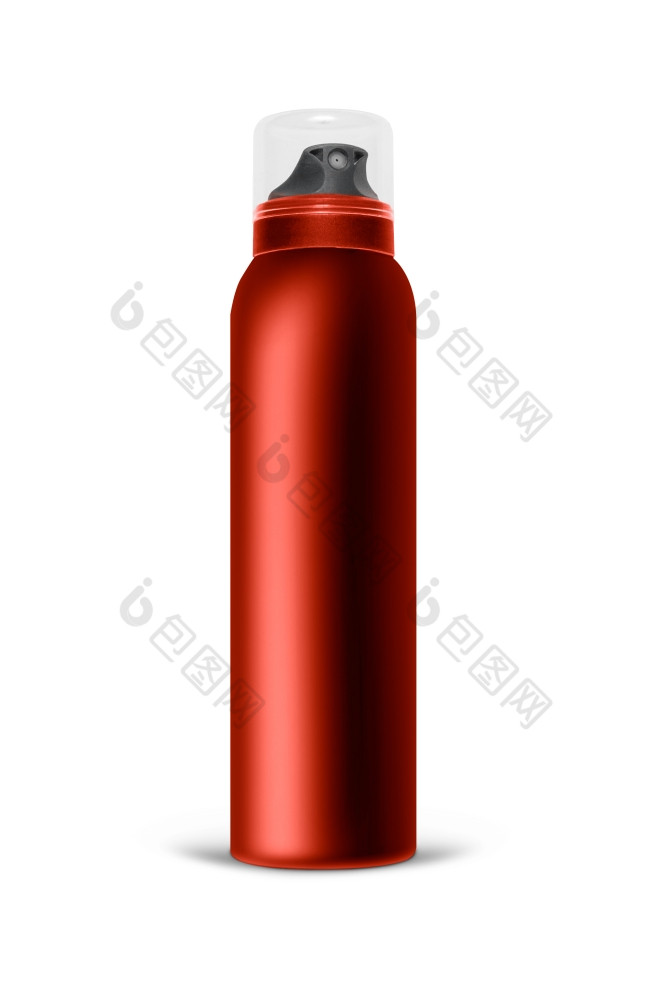 红色的空白铝喷雾可以孤立的白色背景的黑色的模板瓶喷雾为设计与剪裁路径