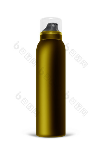 棕色（的）空白铝喷雾可以孤立的白色背景的黑色的模板瓶喷雾为设计与剪裁路径