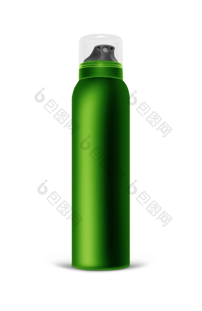 绿色空白铝喷雾可以孤立的白色背景的黑色的模板瓶喷雾为设计与剪裁路径
