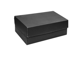 空黑色的纸板盒子与打开成员孤立的白色背景与剪裁路径纸板盒子与成员孤立的白色背景