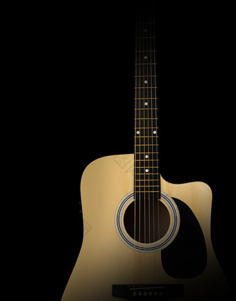 吉他电声吉他孤立的黑色的背景与剪裁路径电声吉他孤立的黑色的背景