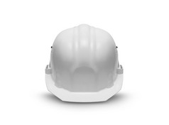 白色塑料安全头盔孤立的白色背景绿色塑料安全头盔孤立的白色背景