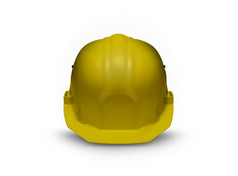 黄色的塑料安全头盔孤立的白色背景绿色塑料安全头盔孤立的白色背景