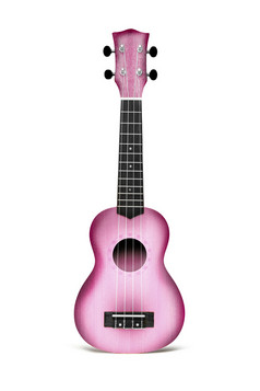 的粉红色的尤克里里琴吉他孤立的的白色背景