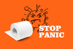 冠状病毒厕所。。。纸卫生项目警告对恐慌新冠病毒病毒疫情个人卫生的概念的海报与剪裁路径