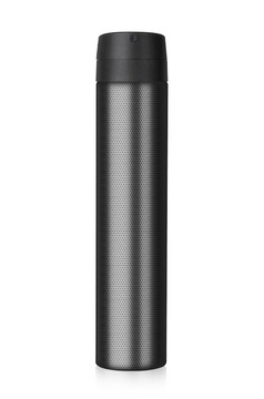 除臭cylindryc可以黑色的模型孤立的白色背景喷雾瓶与剪裁路径