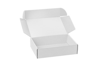 开放白色空<strong>白纸</strong>箱盒子孤立的白色背景与剪裁路径