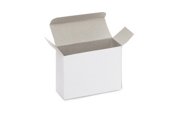 开放白色空白纸箱盒子孤立的白色背景与剪裁路径