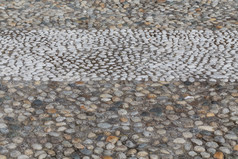 轮石头的地面纹理的鹅卵石公园铺路为行人的铺平道路石头背景