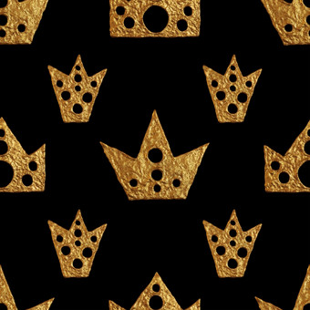 皇冠模式手画无缝的背景古董黄金插图皇冠模式手绘画无缝的背景古董黄金插图