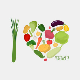 爱蔬菜心蔬菜健康的食物向量插图