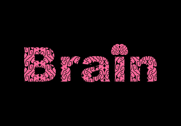 大脑文本纹理大脑向量插图